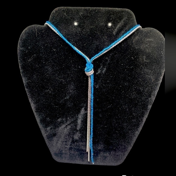 Time and Tru Jewelry - Time and Tru Teal Bead and Sliver-tone chain with Knot Detail 20” w/Ext NWT